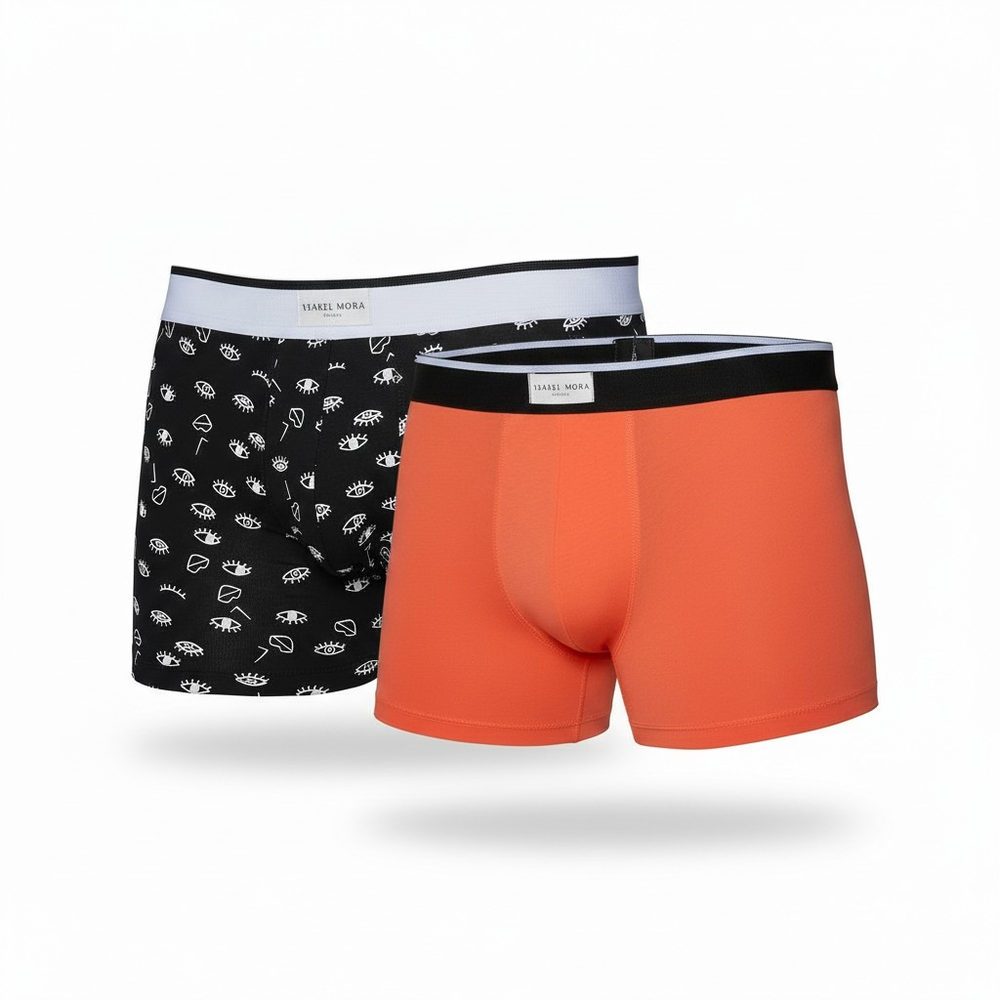 Lot de 2 boxers yeux noir et corail