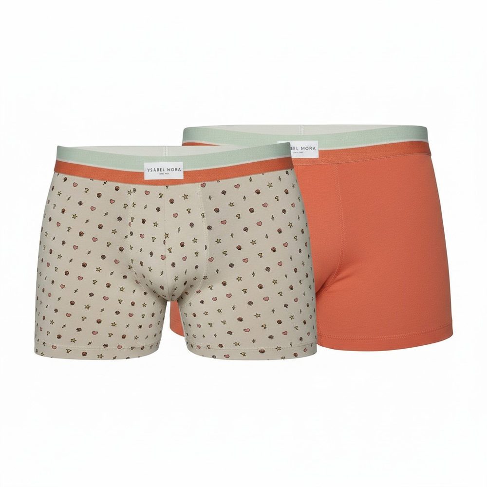 Lot de 2 boxers motifs écru et corail