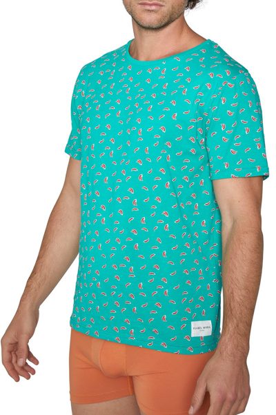 Photo 3 de T-shirt homme imprimé pastèques, turquoise