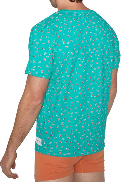 Photo 4 de T-shirt homme imprimé pastèques, turquoise