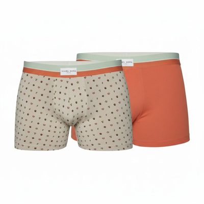 Photo 1 de Lot de 2 boxers motifs écru et corail
